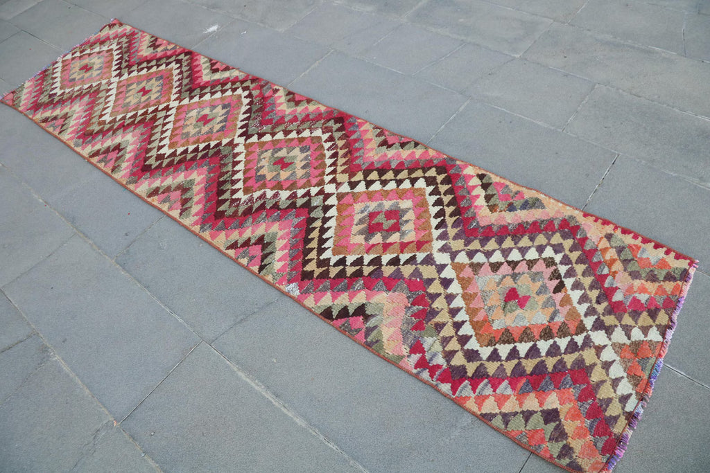 Vintage Turkish Runner Rug 2.2 x 9 ft