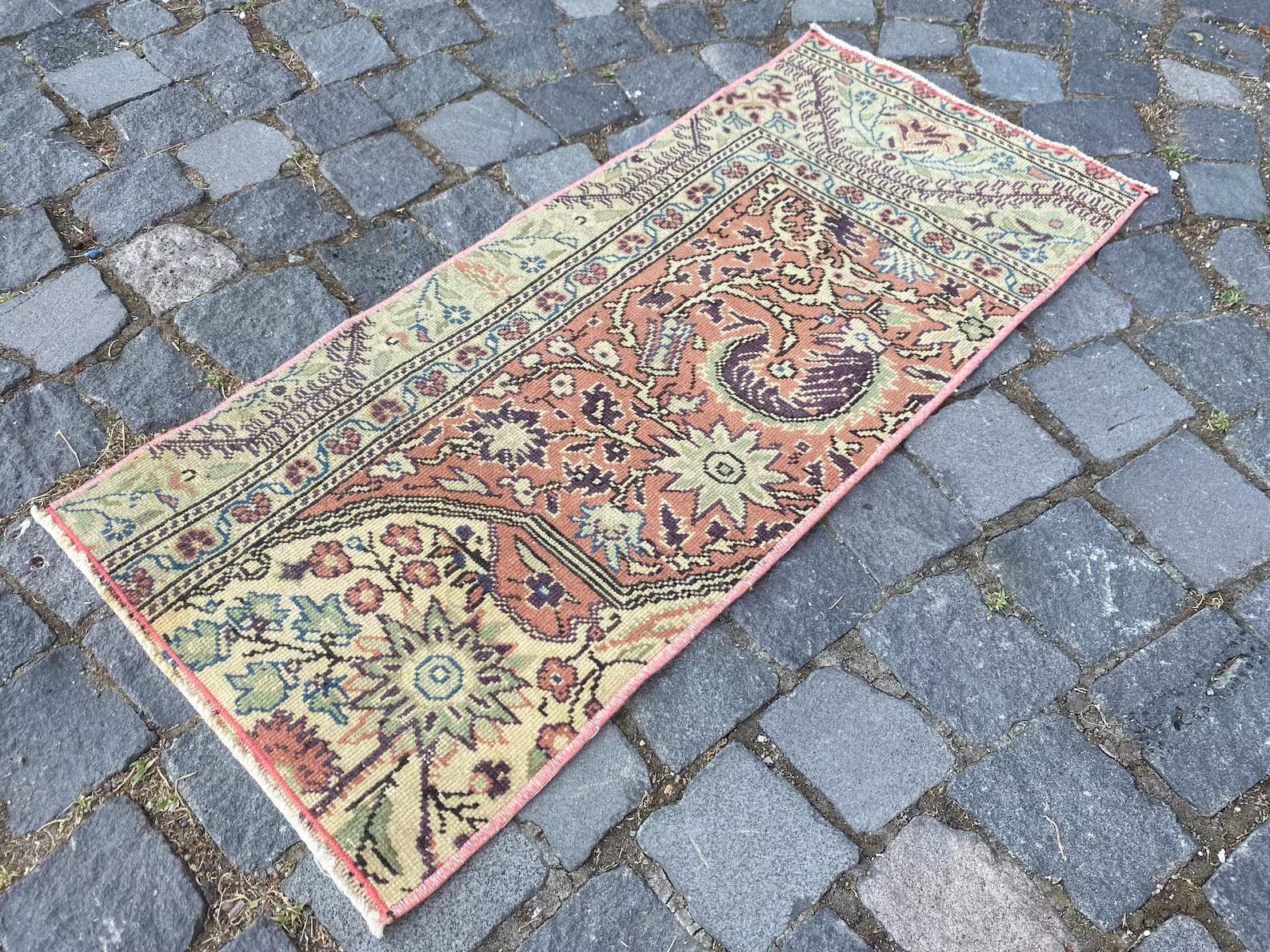 Vintage Turkish Mini Rug 1.3 x 3 ft