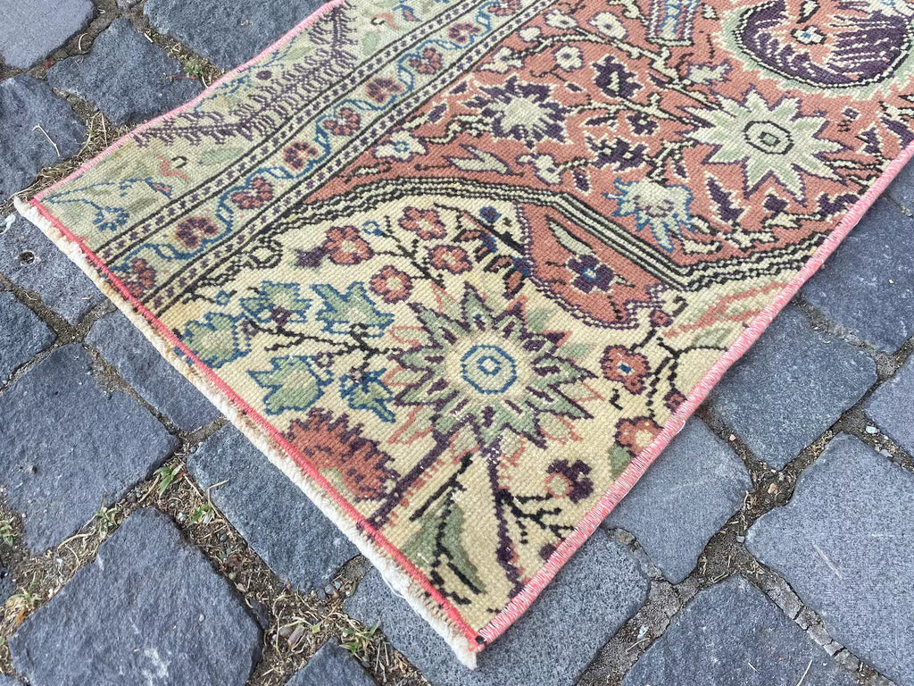 Vintage Turkish Mini Rug 1.3 x 3 ft