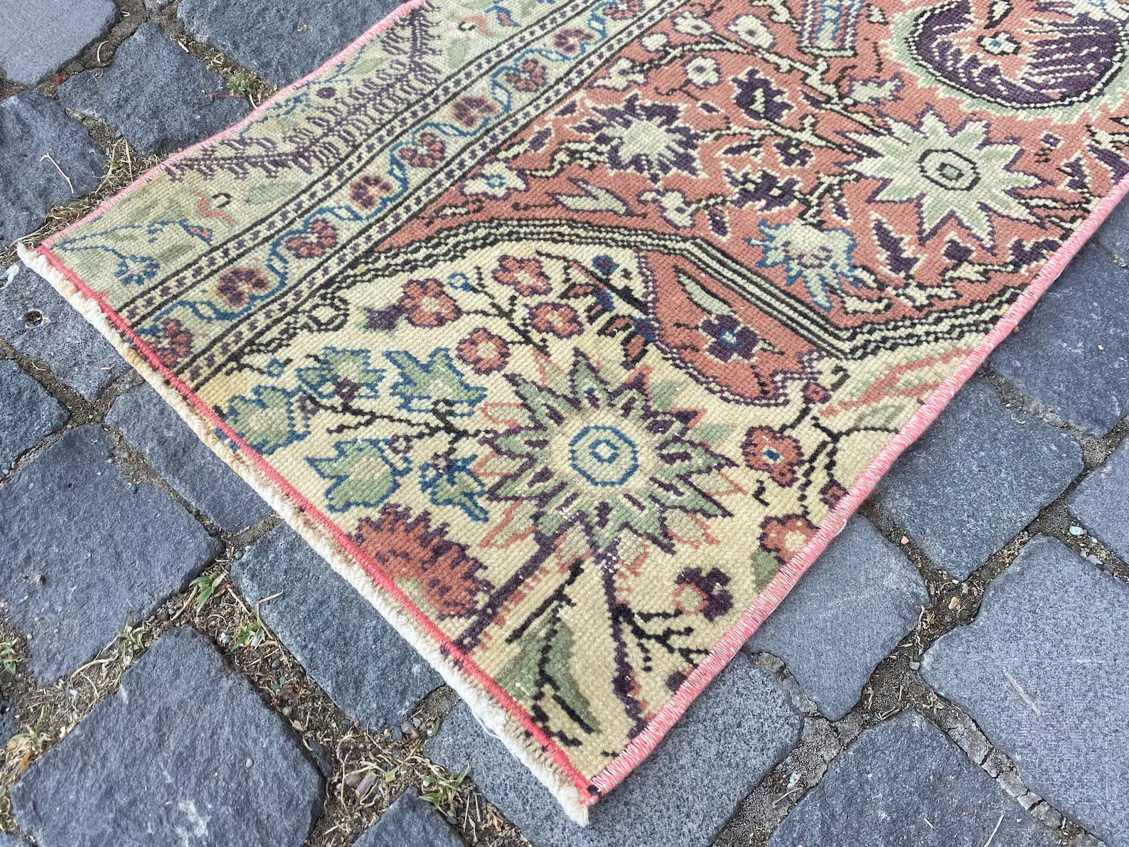 Vintage Turkish Mini Rug 1.3 x 3 ft