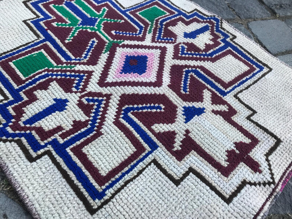 Vintage Turkish Mini Rug 1.7 x 2.1 ft