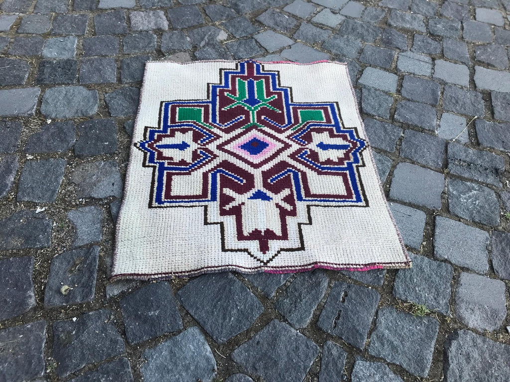Vintage Turkish Mini Rug 1.7 x 2.1 ft