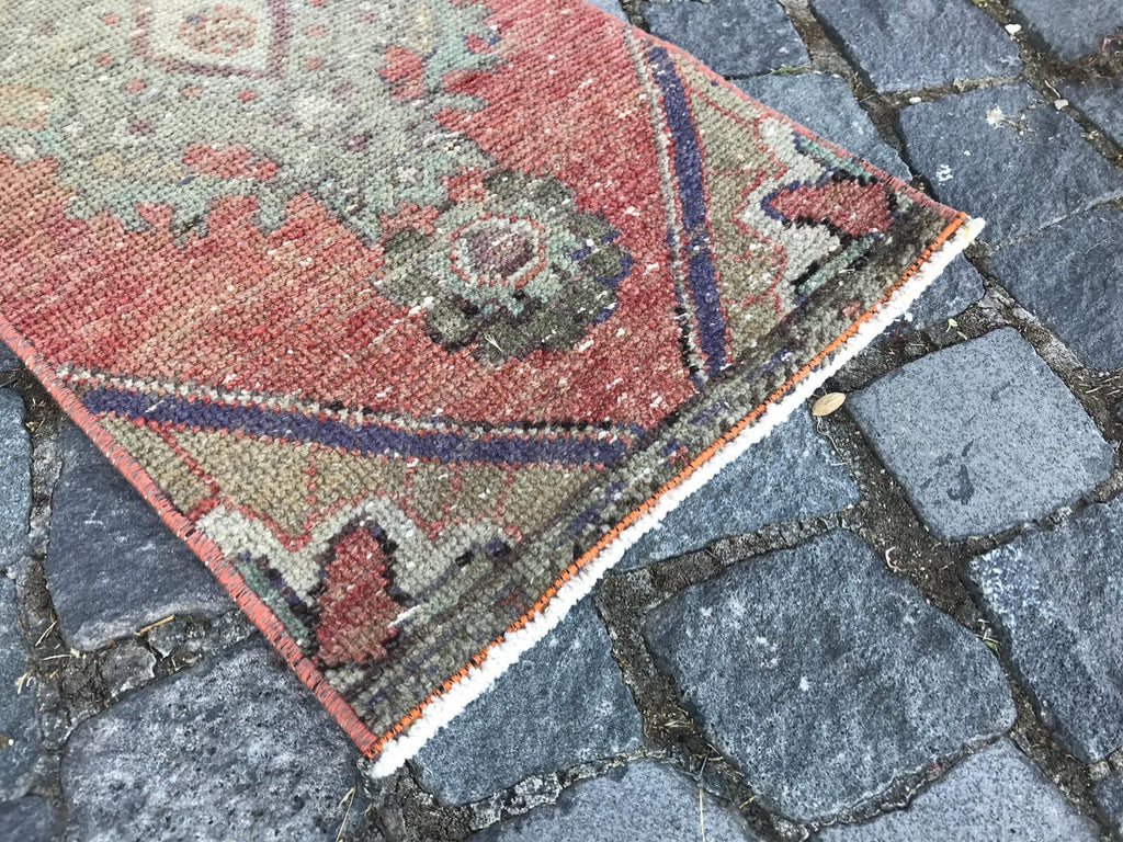 Vintage Turkish Mini Rug 1.2 x 2.6 ft