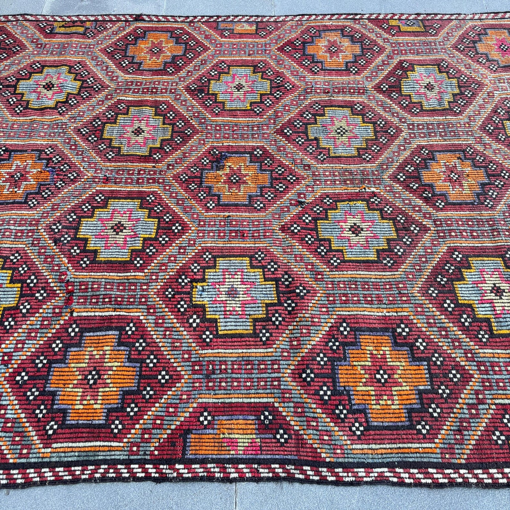 XL Vintage Turkish Accent Area rug 6.3 x 10.5 ft