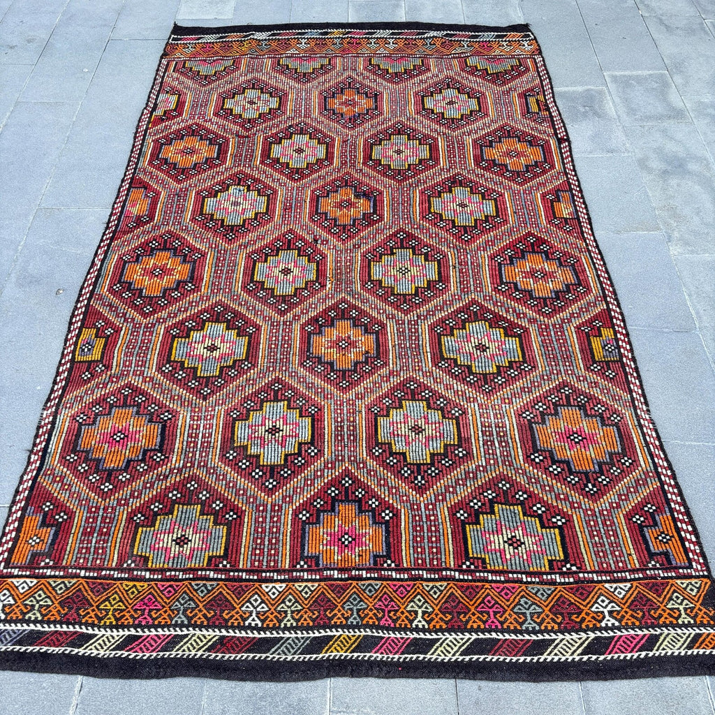 XL Vintage Turkish Accent Area rug 6.3 x 10.5 ft