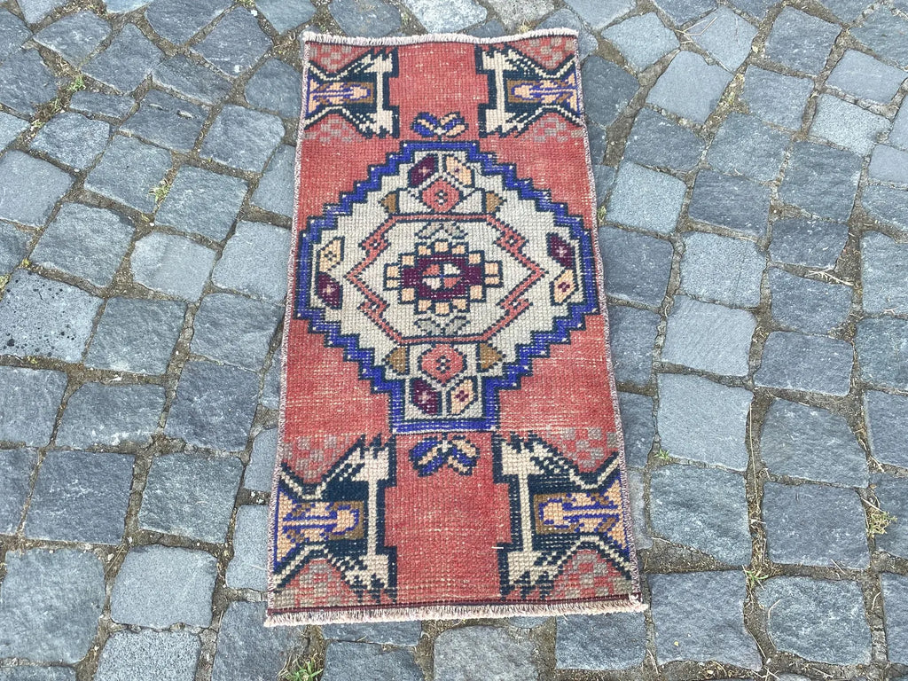 Vintage Turkish Mini Rug 1.3 x 2.5 ft