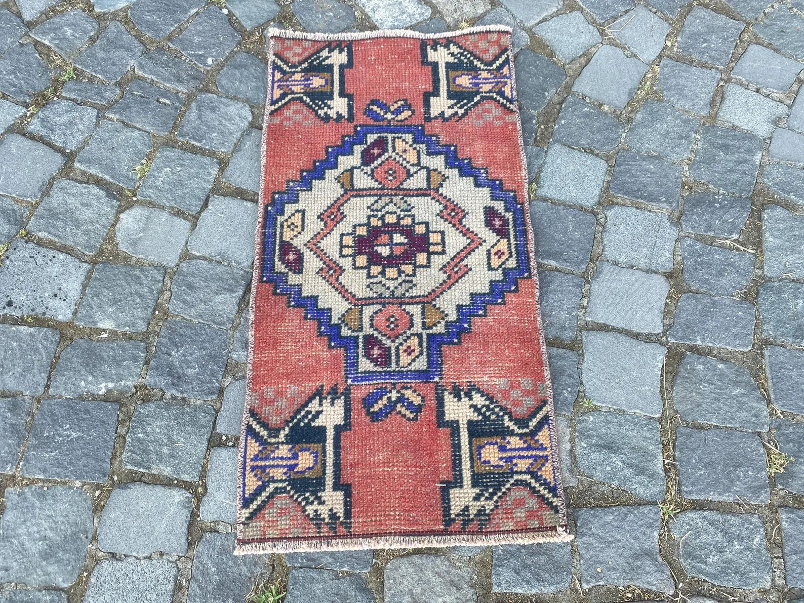 Vintage Turkish Mini Rug 1.3 x 2.5 ft