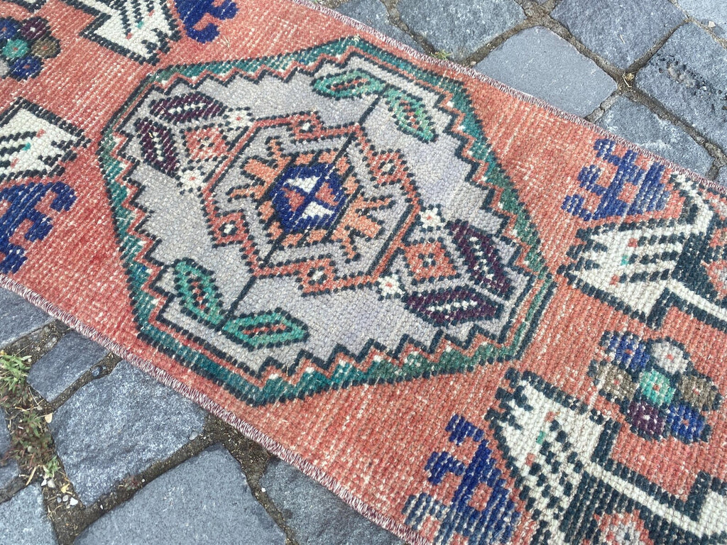 Vintage Turkish Mini Rug 1.1 x 2.8 ft