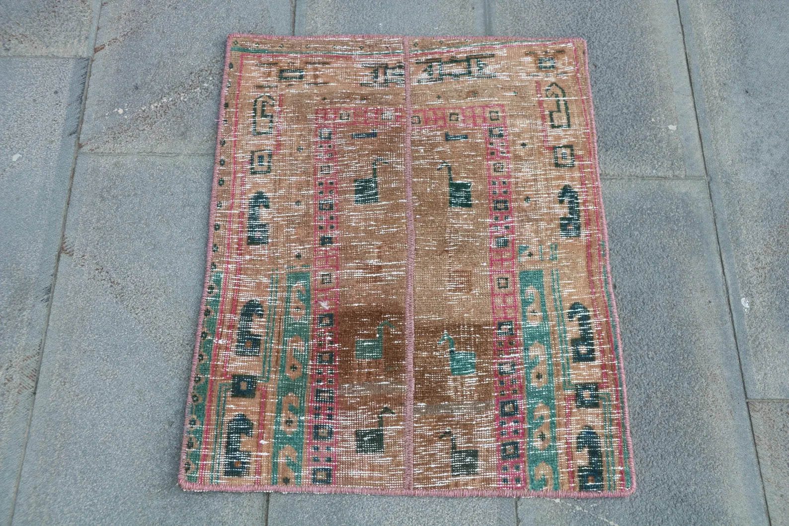 Vintage Turkish Mini Rug 1.8 x 2.3 ft