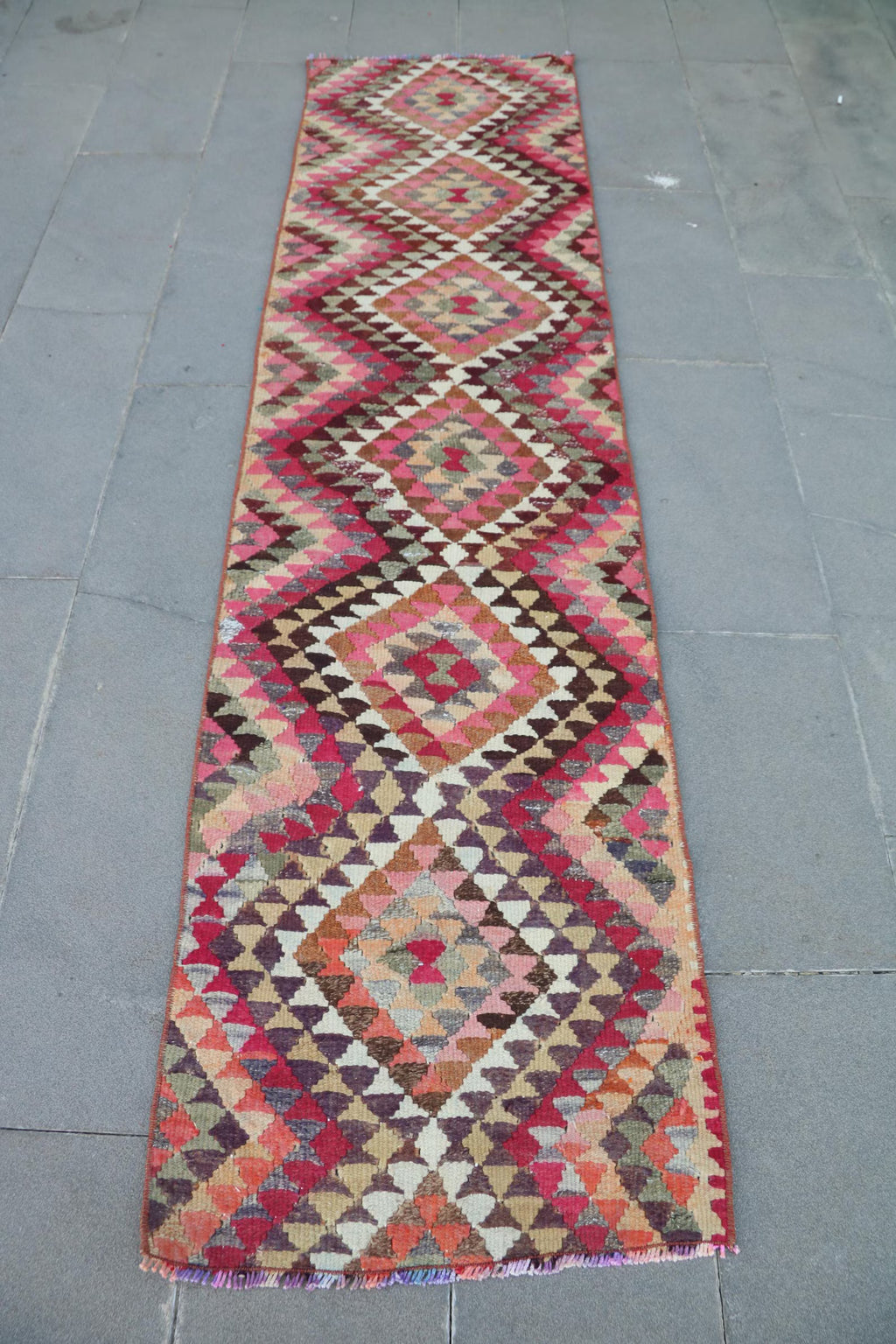 Vintage Turkish Runner Rug 2.2 x 9 ft