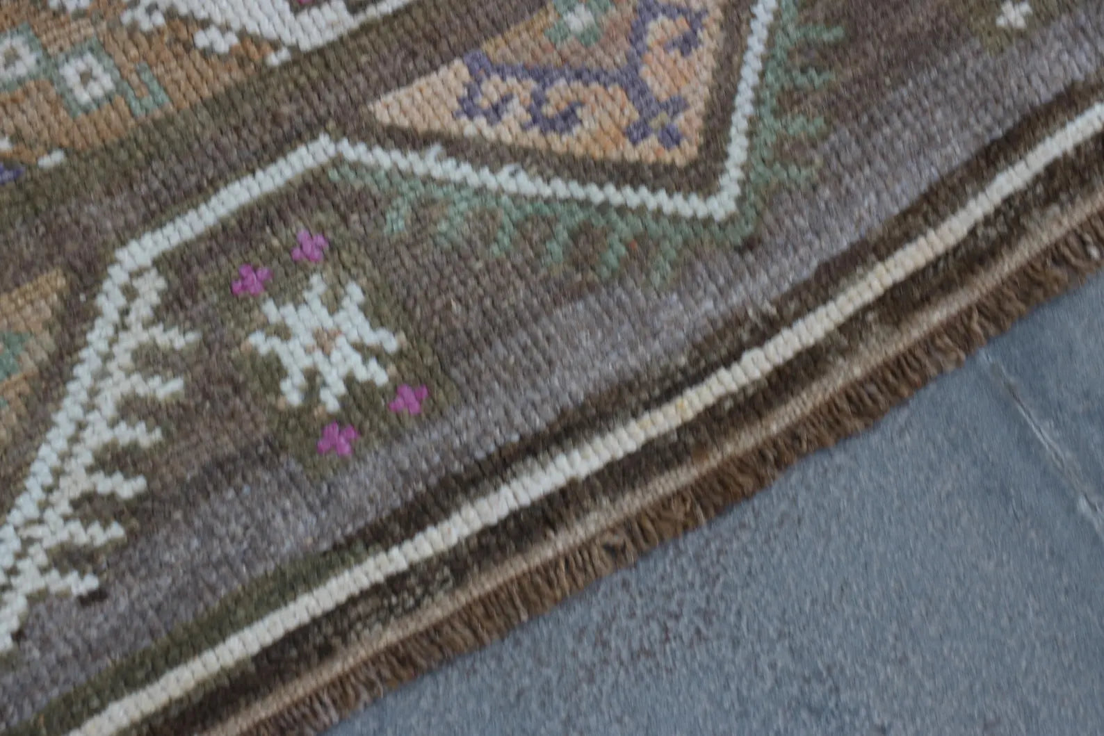 Vintage Turkish Accent Area rug 4.5 x 12.9 ft