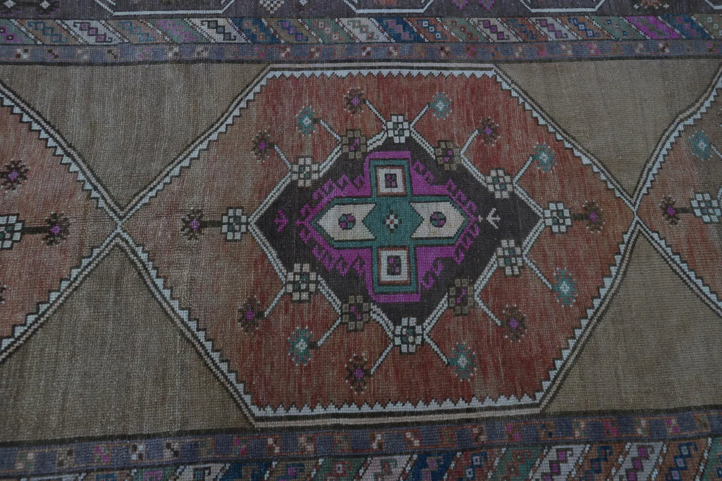 Vintage Turkish Accent Area rug 4.5 x 12.9 ft
