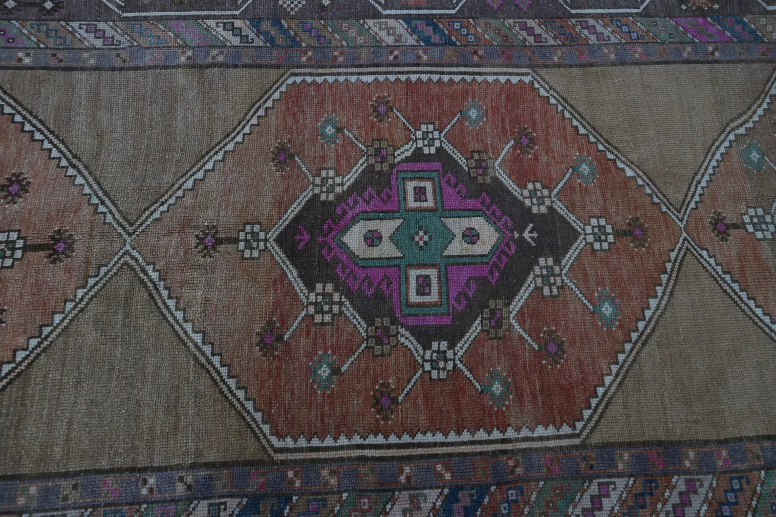 Vintage Turkish Accent Area rug 4.5 x 12.9 ft