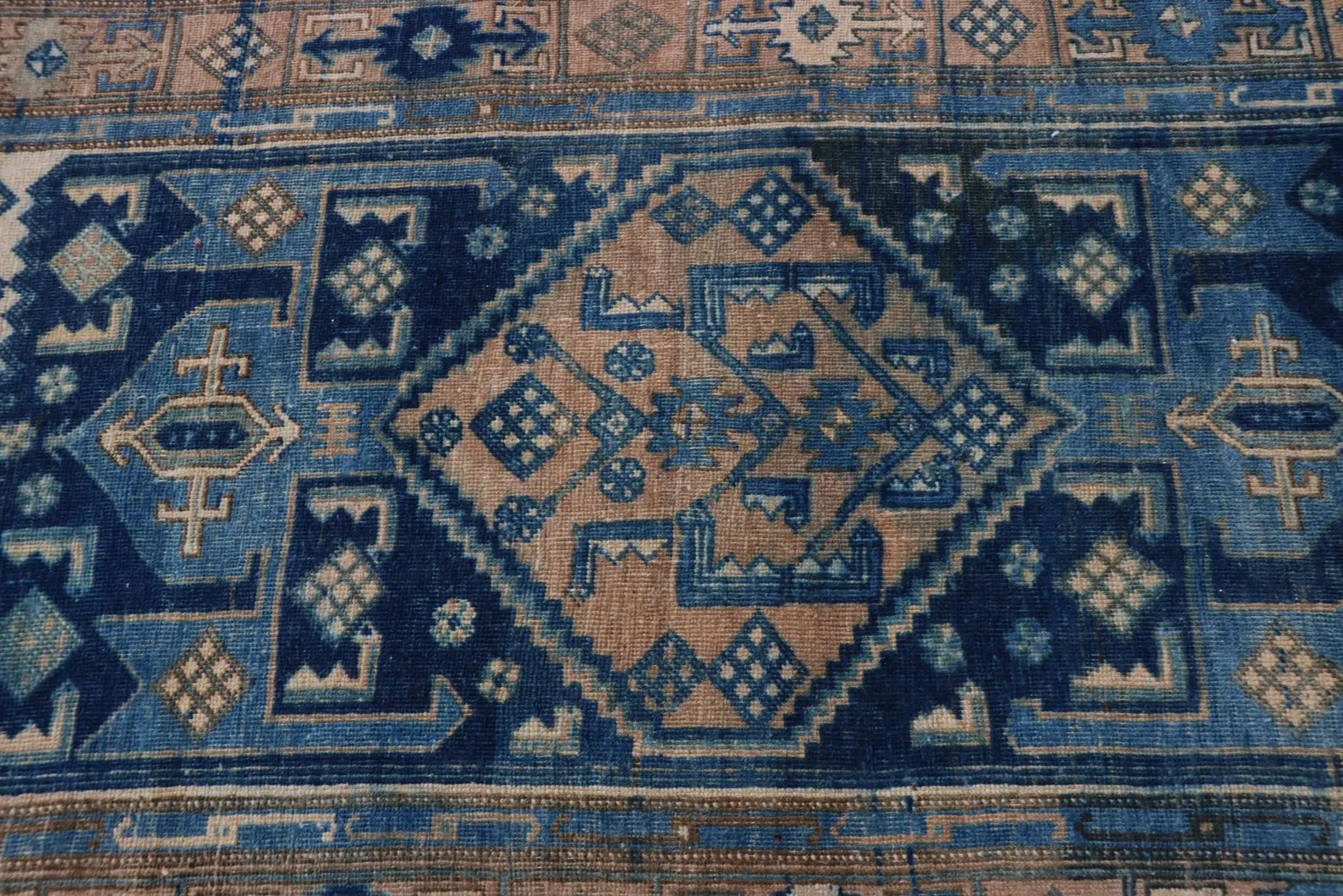 Vintage Turkish Accent Area rug 4 x 7.4 ft