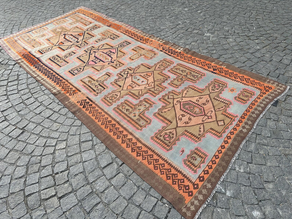 XL Turkish Kilim Accent Area rug 5.4 x 11.8 ft