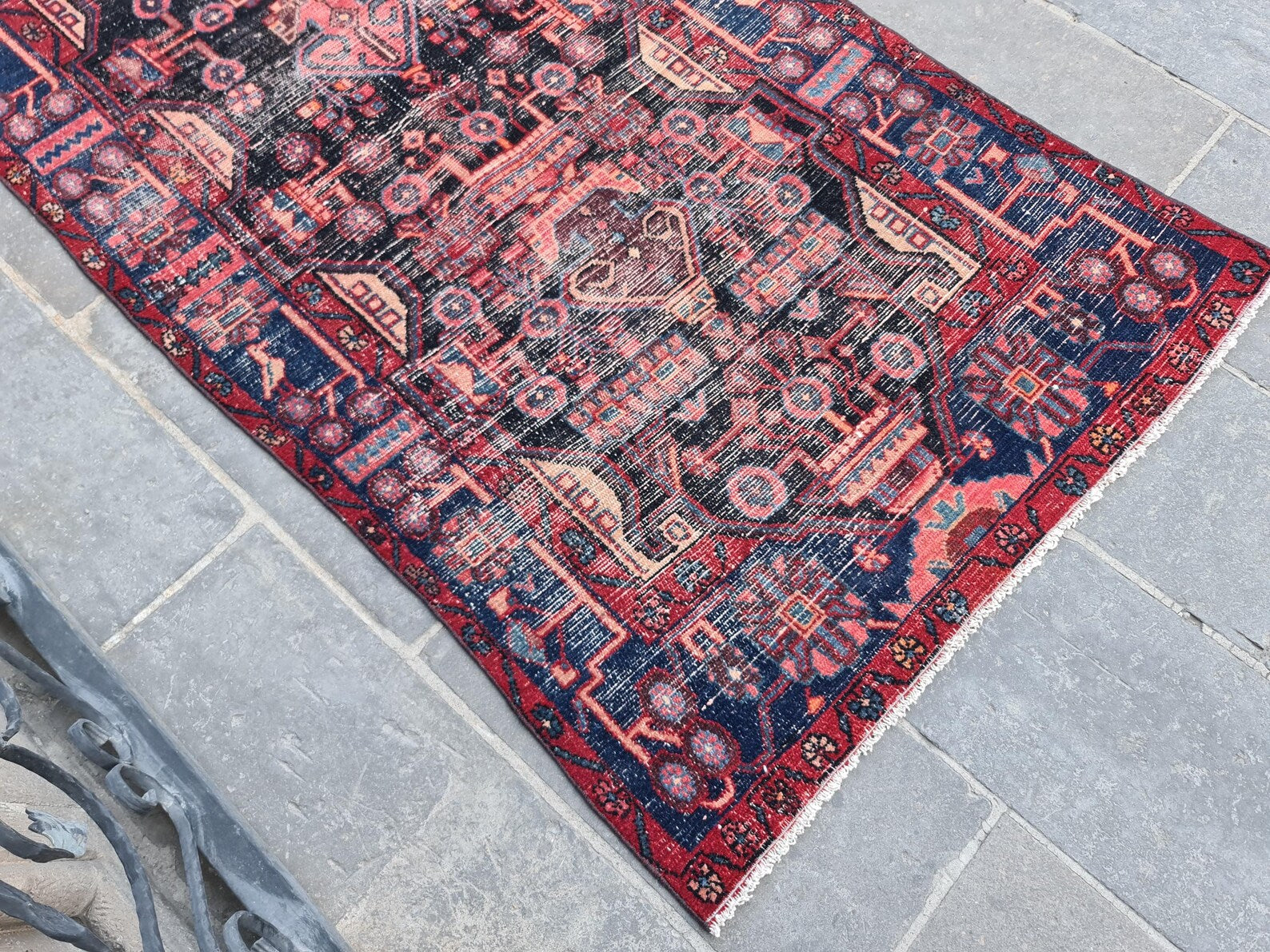 Vintage Turkish Runner Rug 3.5 x 14 ft