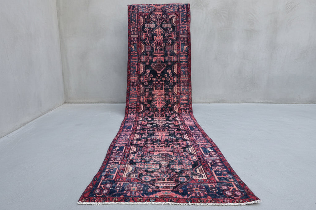 Vintage Turkish Runner Rug 3.5 x 14 ft