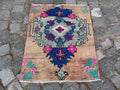 Vintage Turkish Mini Rug 1.8 x 2.2 ft