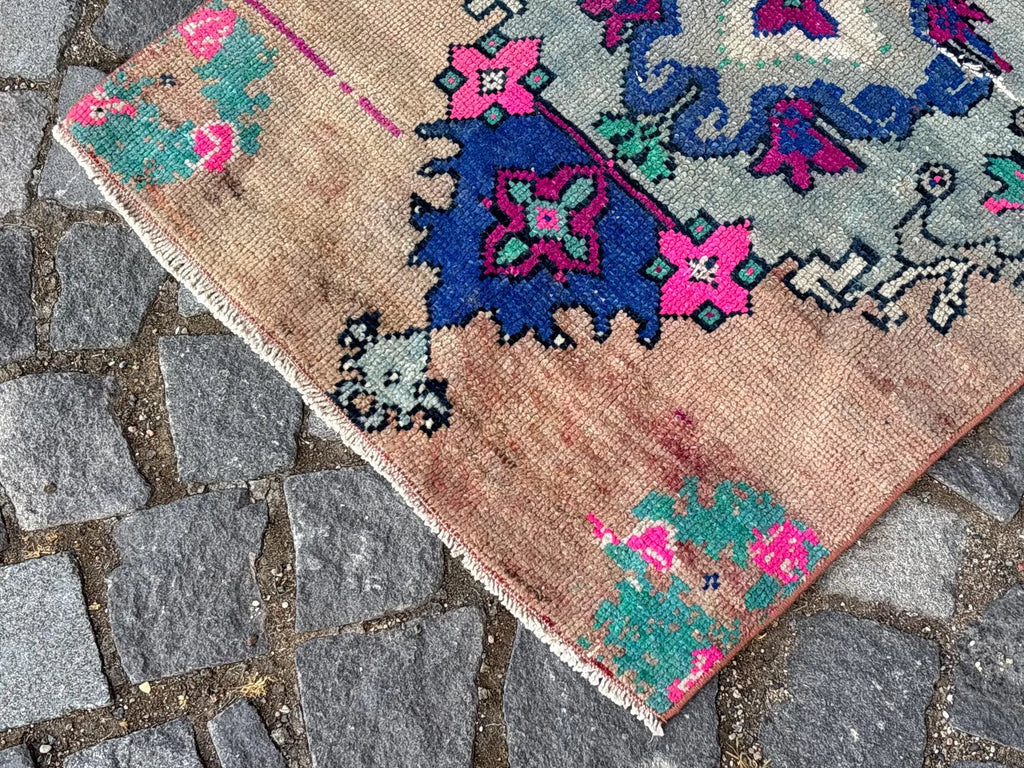 Vintage Turkish Mini Rug 1.8 x 2.2 ft