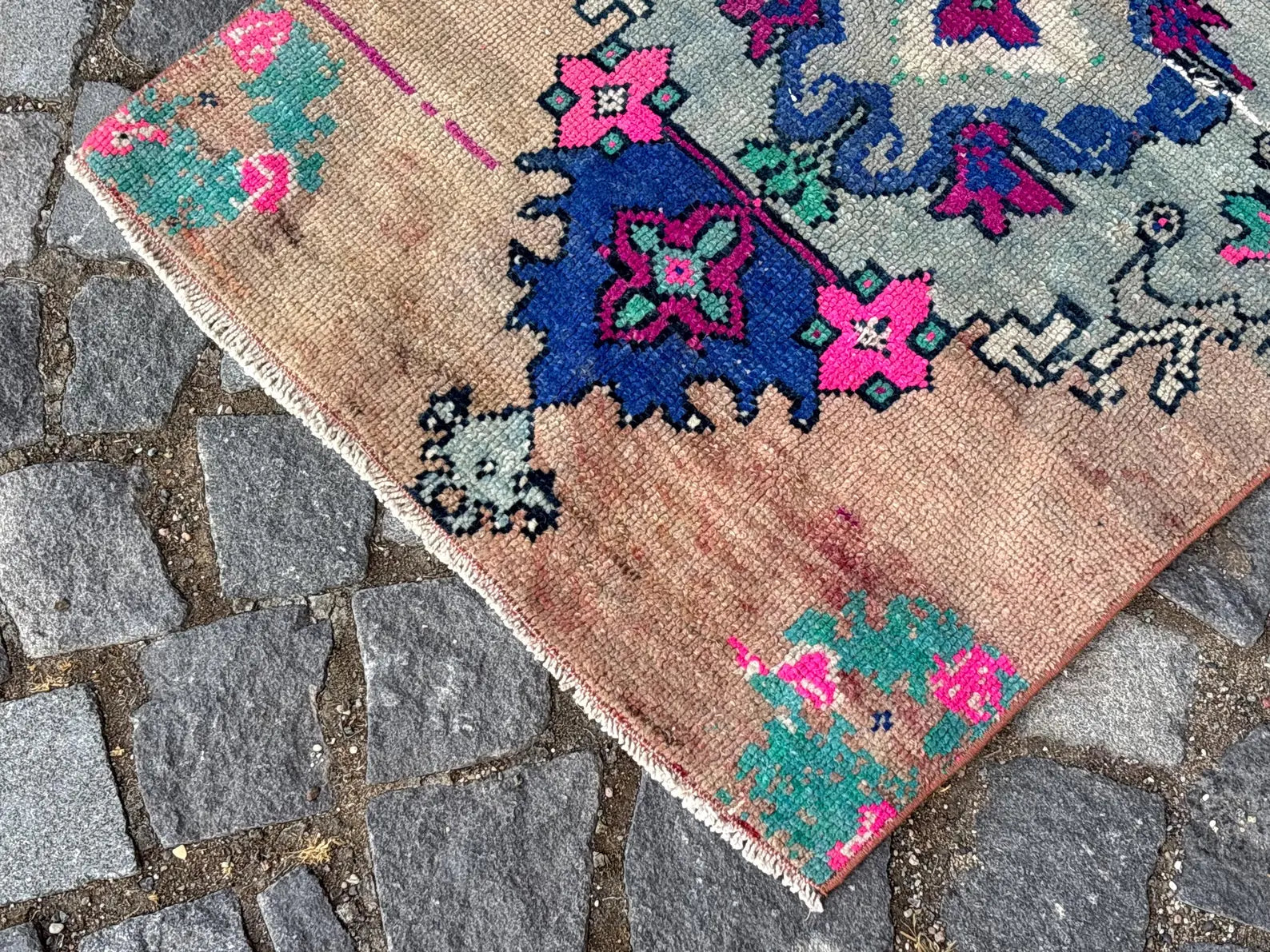 Vintage Turkish Mini Rug 1.8 x 2.2 ft