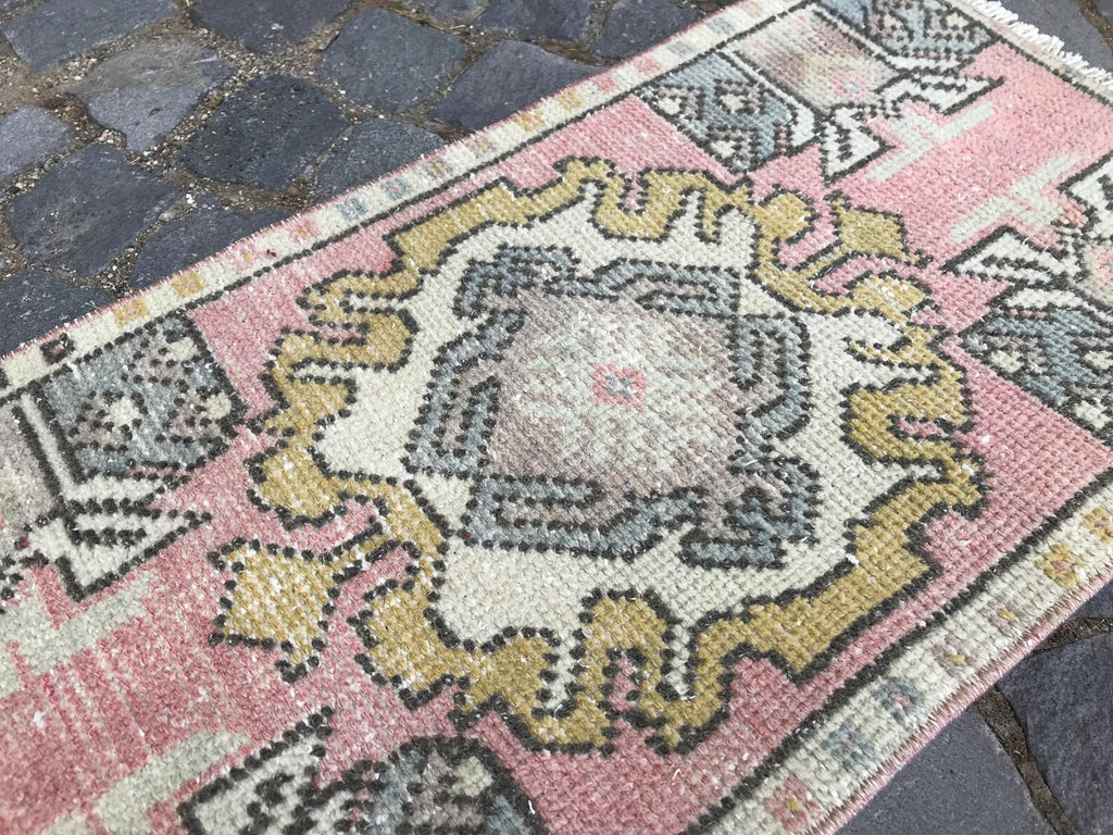 Vintage Turkish Mini Rug 1.5 x 3 ft