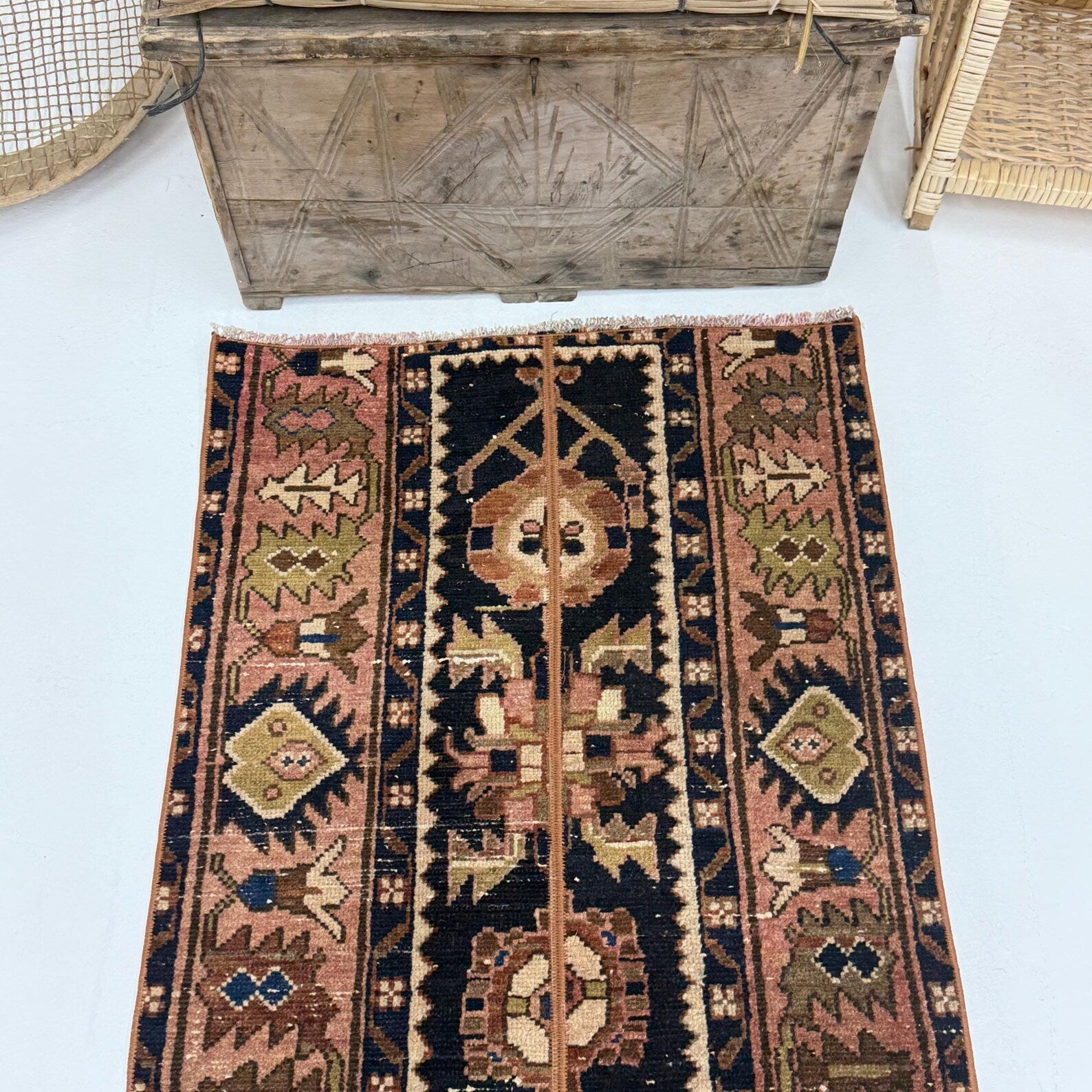 Vintage Turkish Runner Rug 2.1 x 4.7 ft