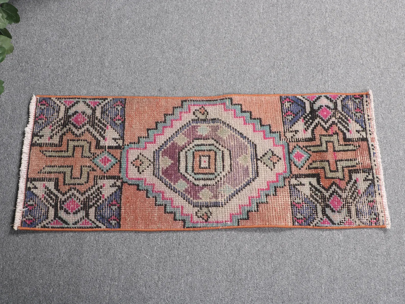 Vintage Turkish Mini Rug 1.1 x 2.9 ft