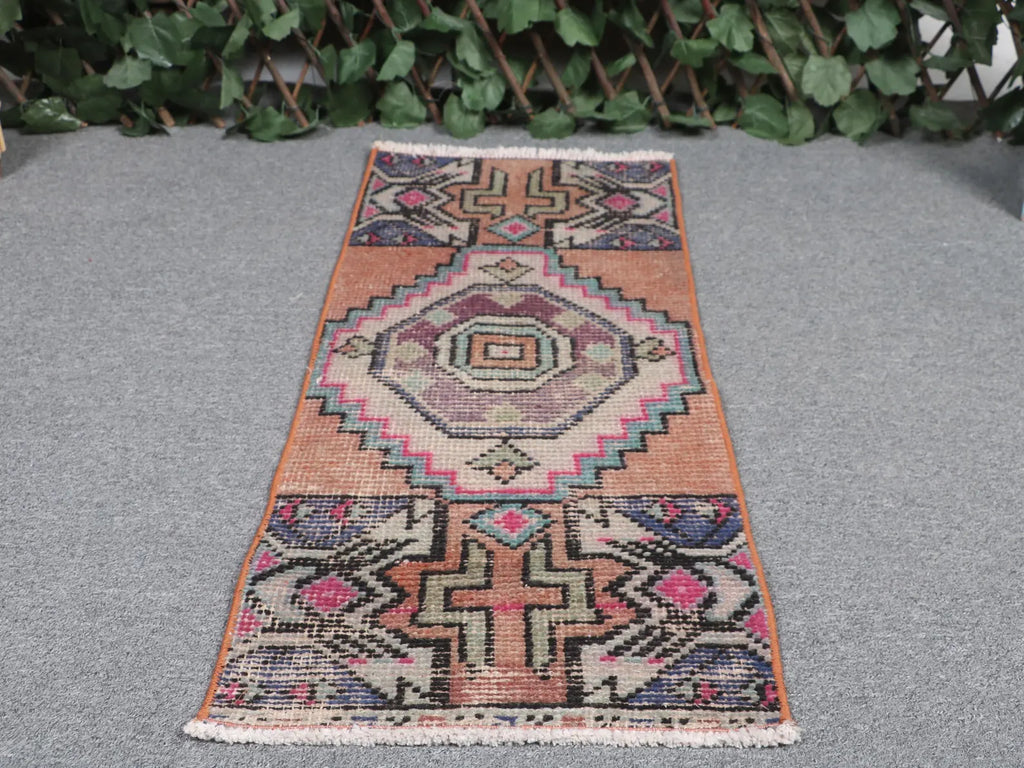 Vintage Turkish Mini Rug 1.1 x 2.9 ft