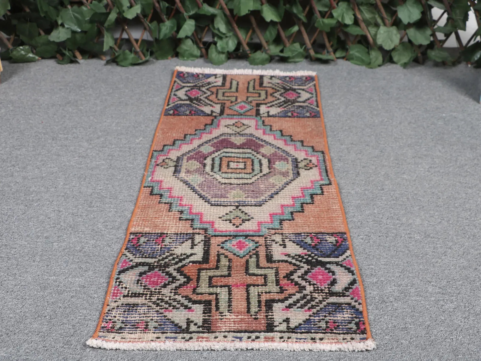 Vintage Turkish Mini Rug 1.1 x 2.9 ft