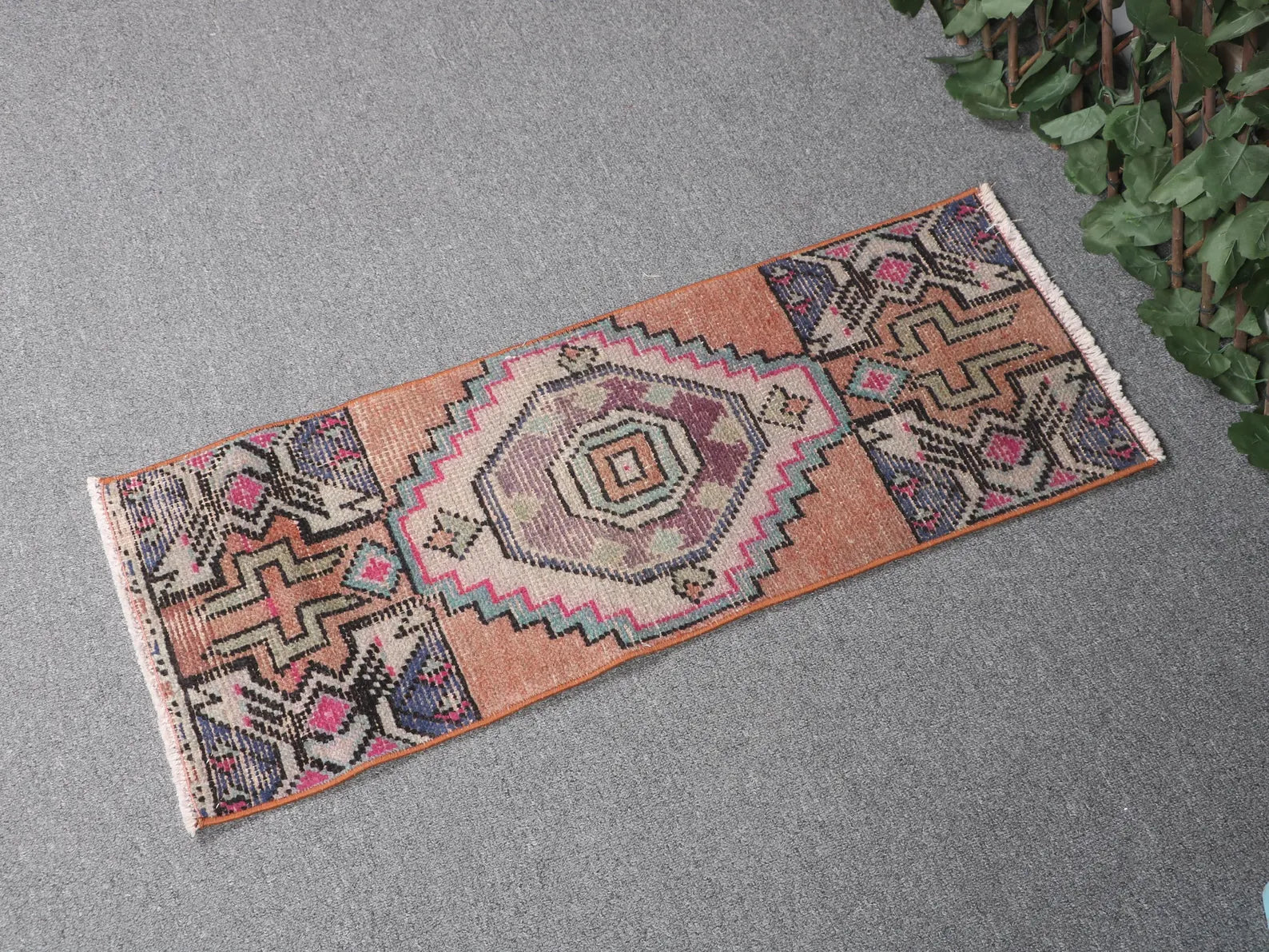 Vintage Turkish Mini Rug 1.1 x 2.9 ft