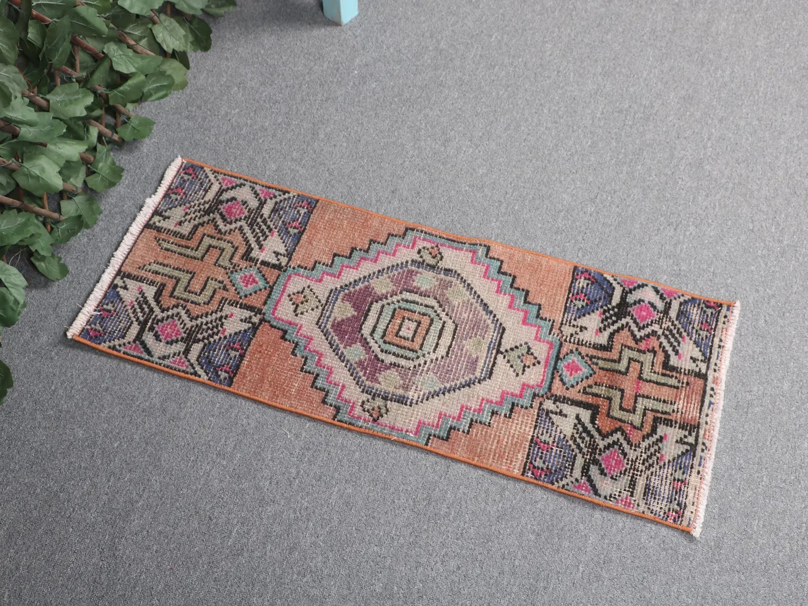 Vintage Turkish Mini Rug 1.1 x 2.9 ft