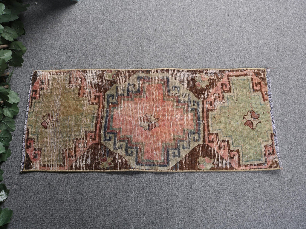 Vintage Turkish Mini Rug 1.2 x 2.9 ft