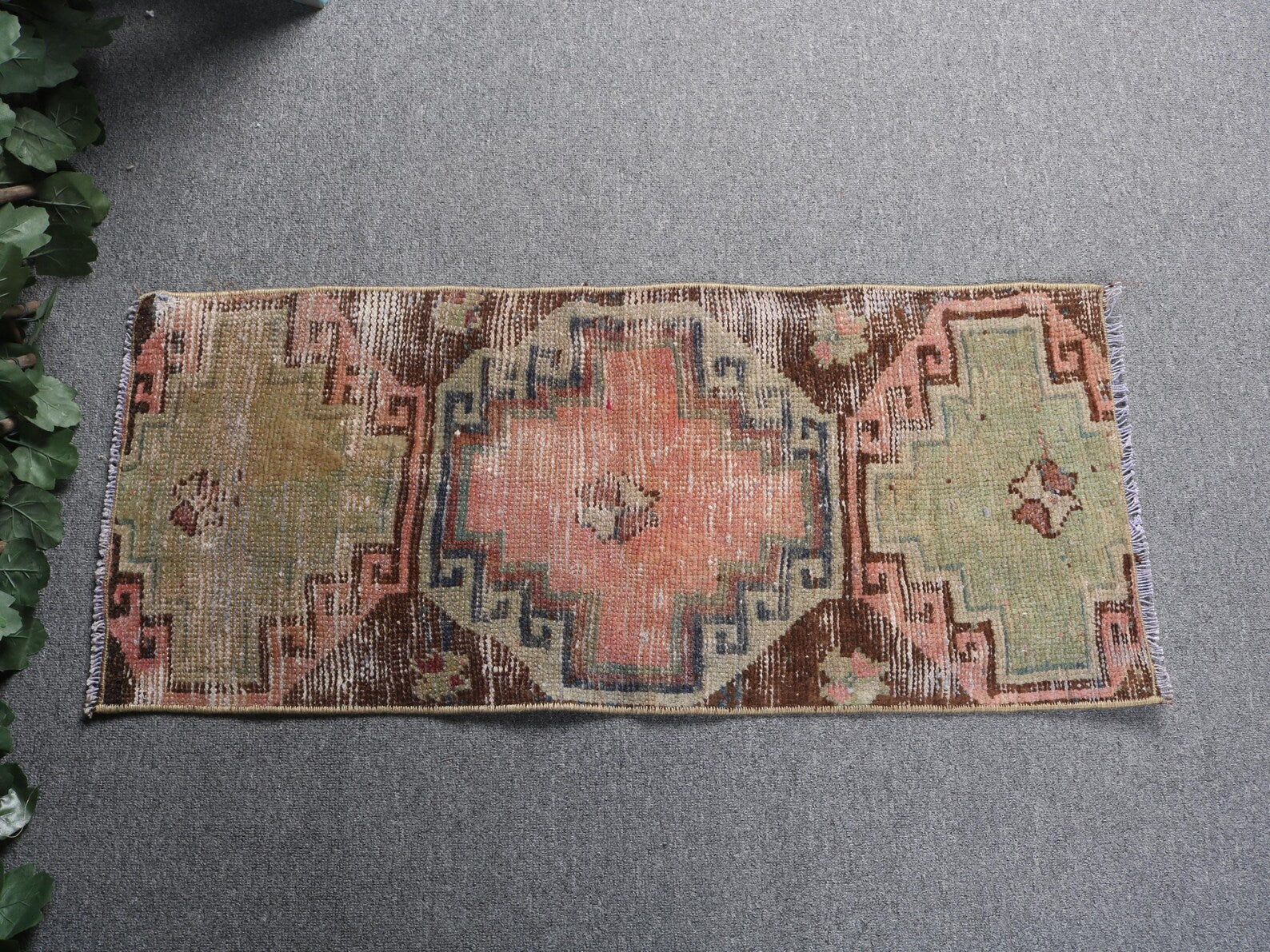 Vintage Turkish Mini Rug 1.2 x 2.9 ft
