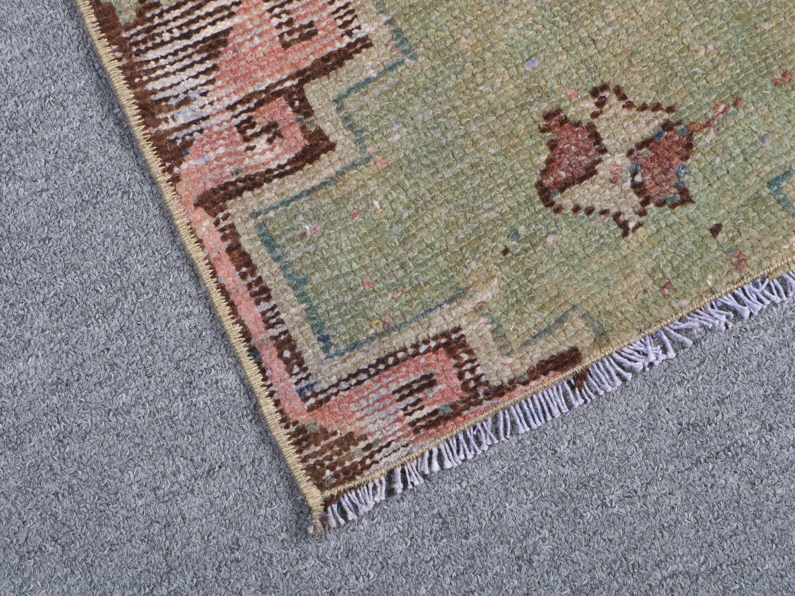 Vintage Turkish Mini Rug 1.2 x 2.9 ft