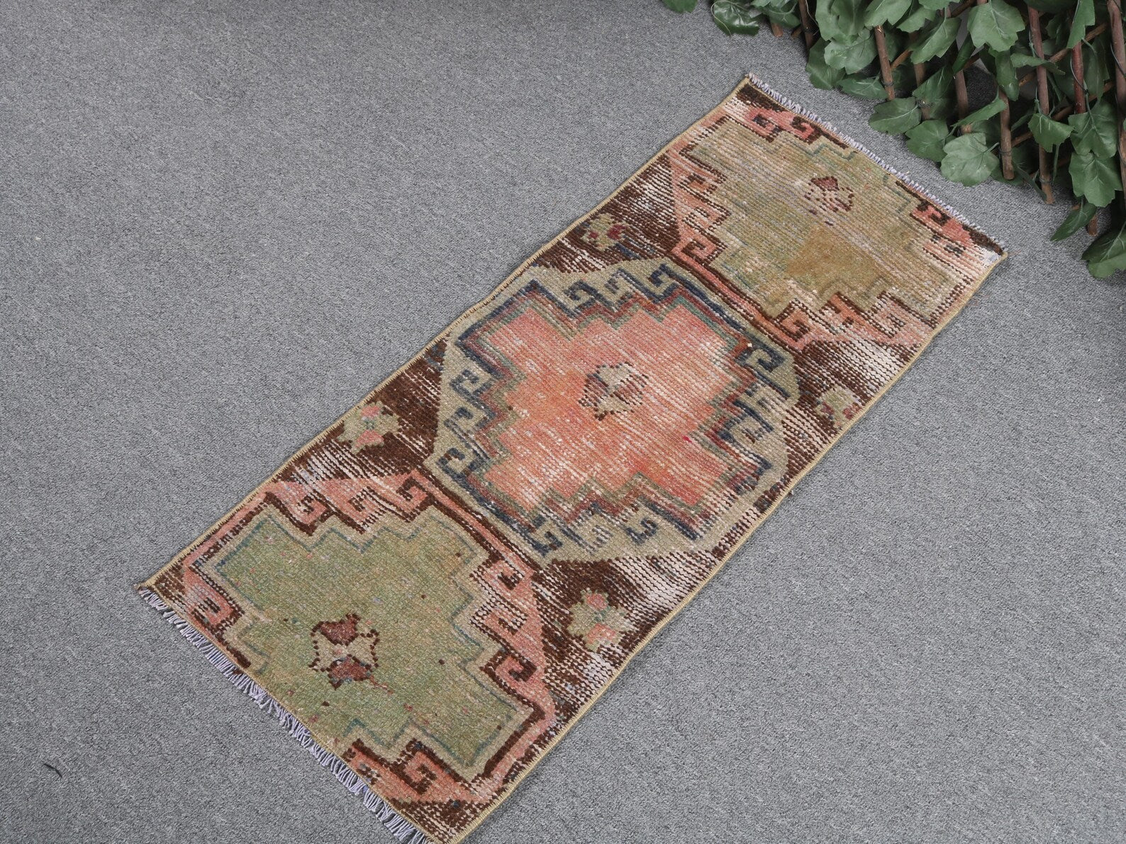Vintage Turkish Mini Rug 1.2 x 2.9 ft