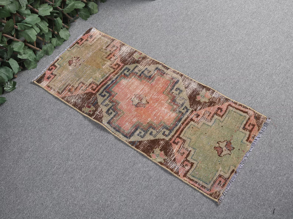 Vintage Turkish Mini Rug 1.2 x 2.9 ft