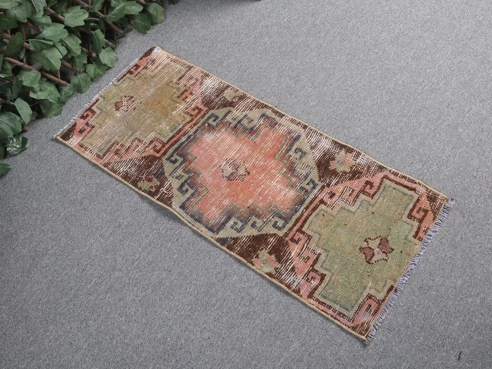 Vintage Turkish Mini Rug 1.2 x 2.9 ft