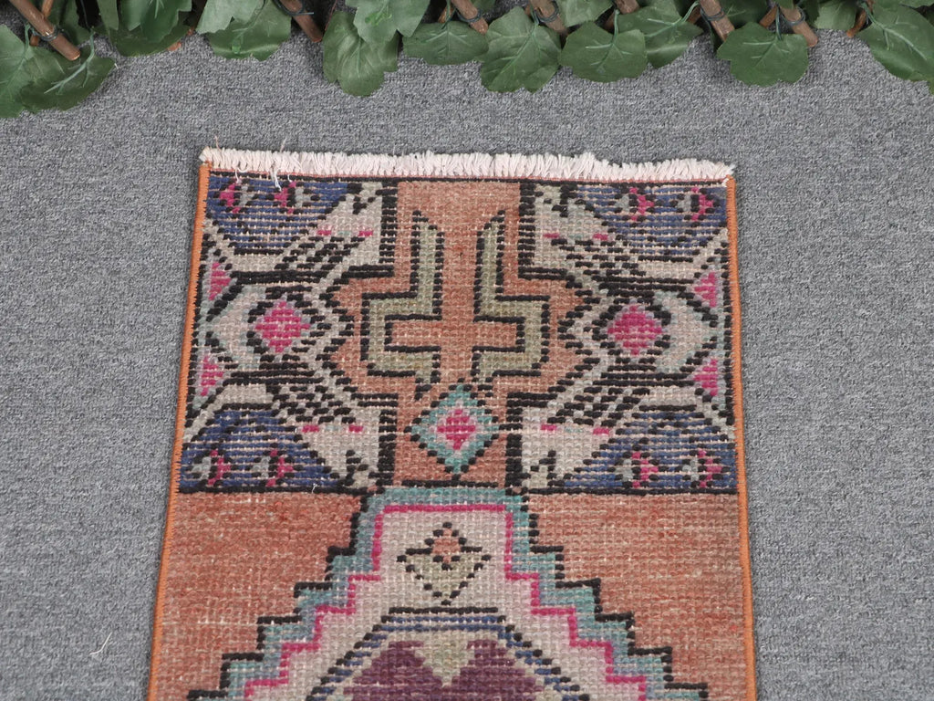 Vintage Turkish Mini Rug 1.1 x 2.9 ft