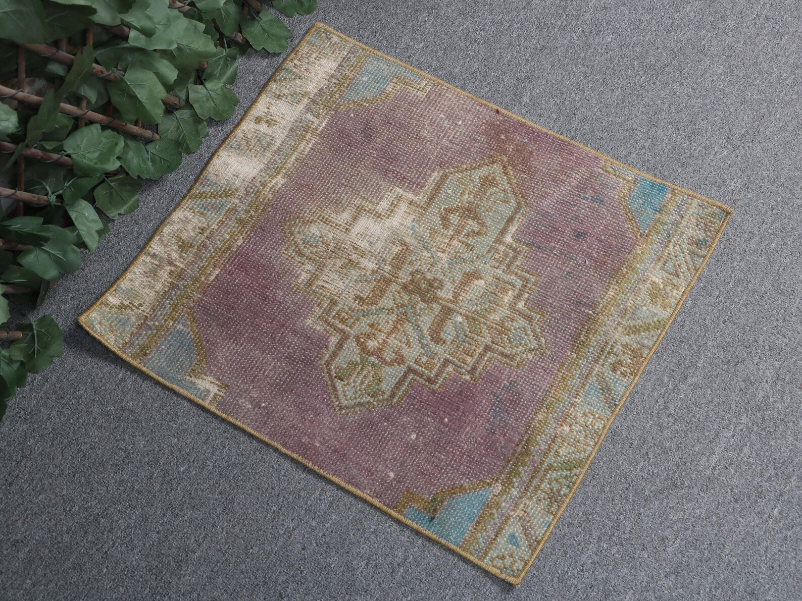 Vintage Turkish Mini Rug 1.6 x 1.8 ft