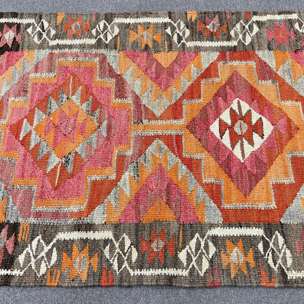 Vintage Turkish Runner Rug 3.2 x 7.1 ft
