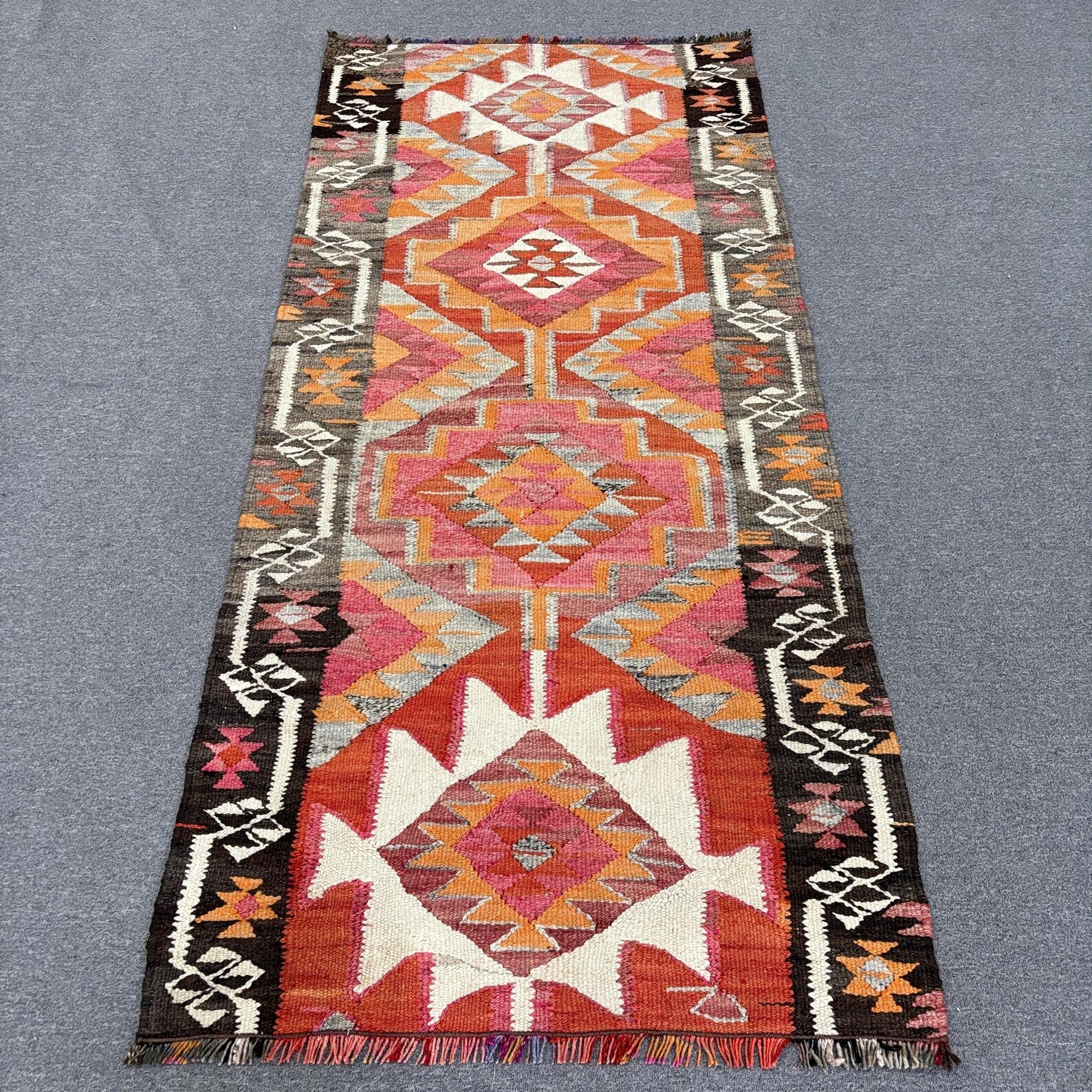 Vintage Turkish Runner Rug 3.2 x 7.1 ft