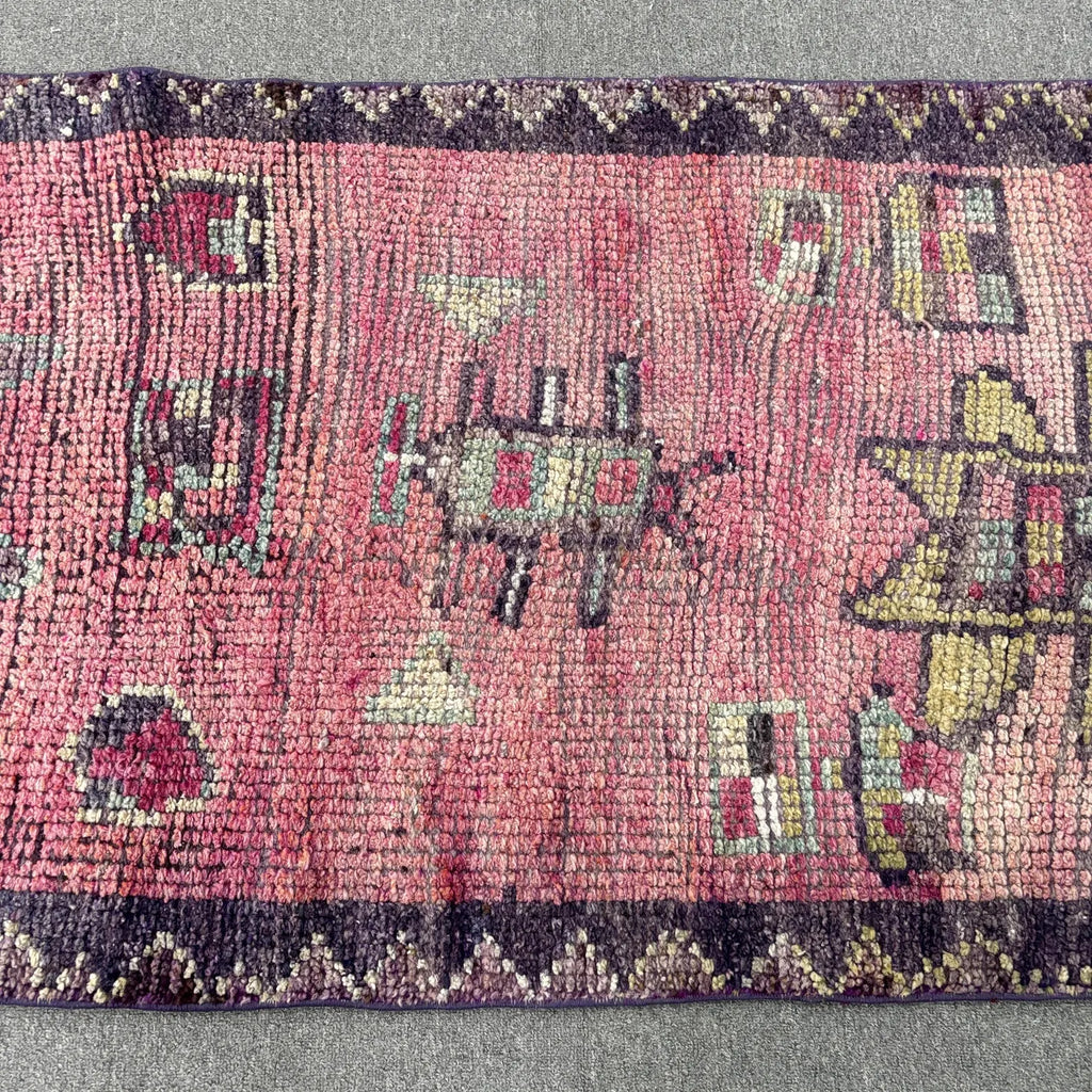 Vintage Turkish Runner Rug 2.6 x 8.7 ft