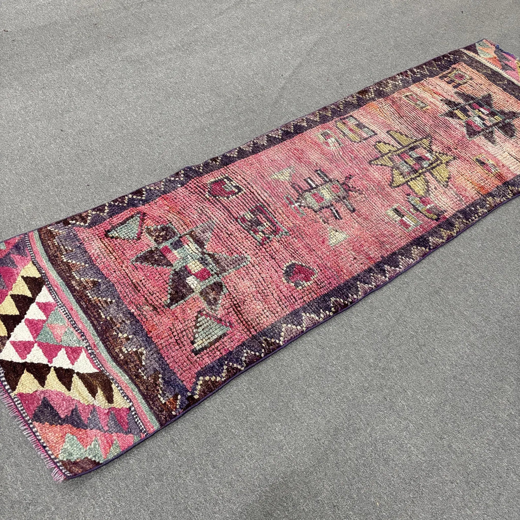 Vintage Turkish Runner Rug 2.6 x 8.7 ft