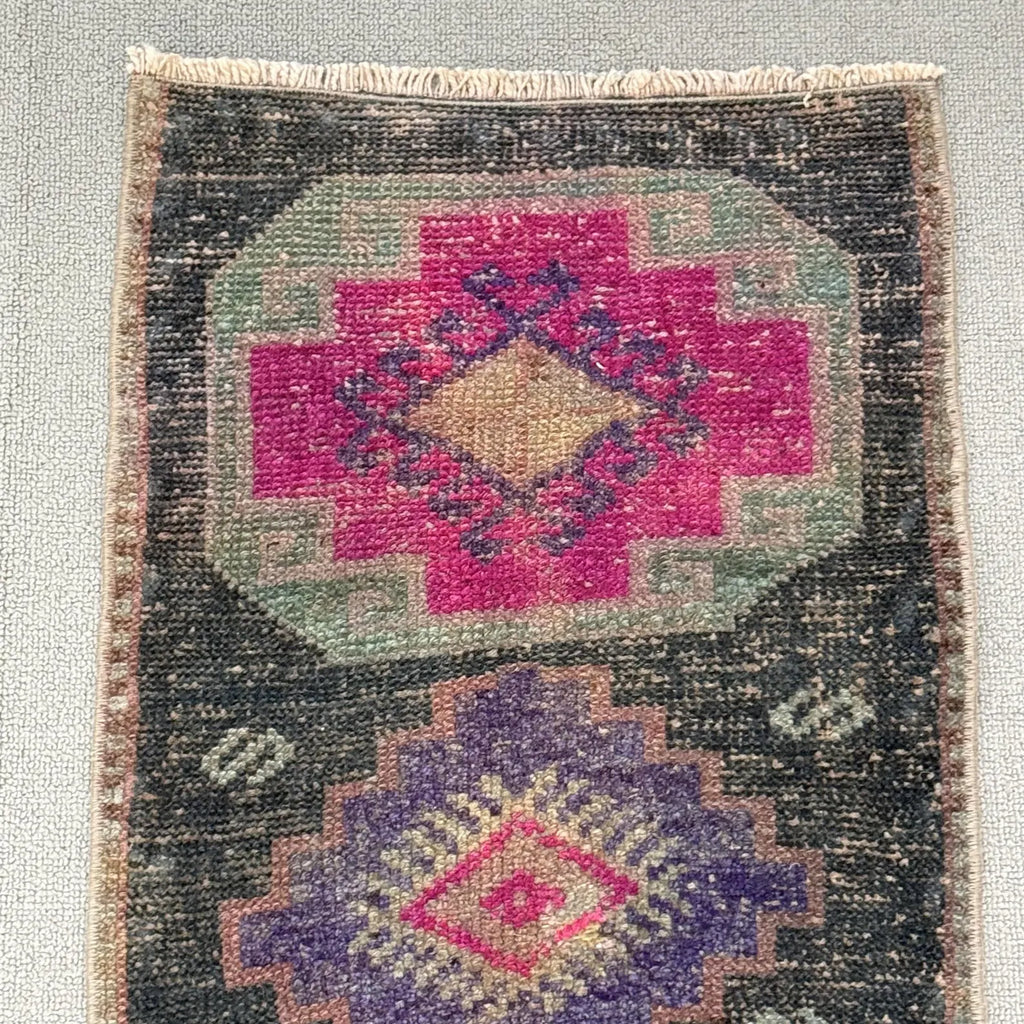 Vintage Turkish Mini Rug 1.2 x 2.5 ft
