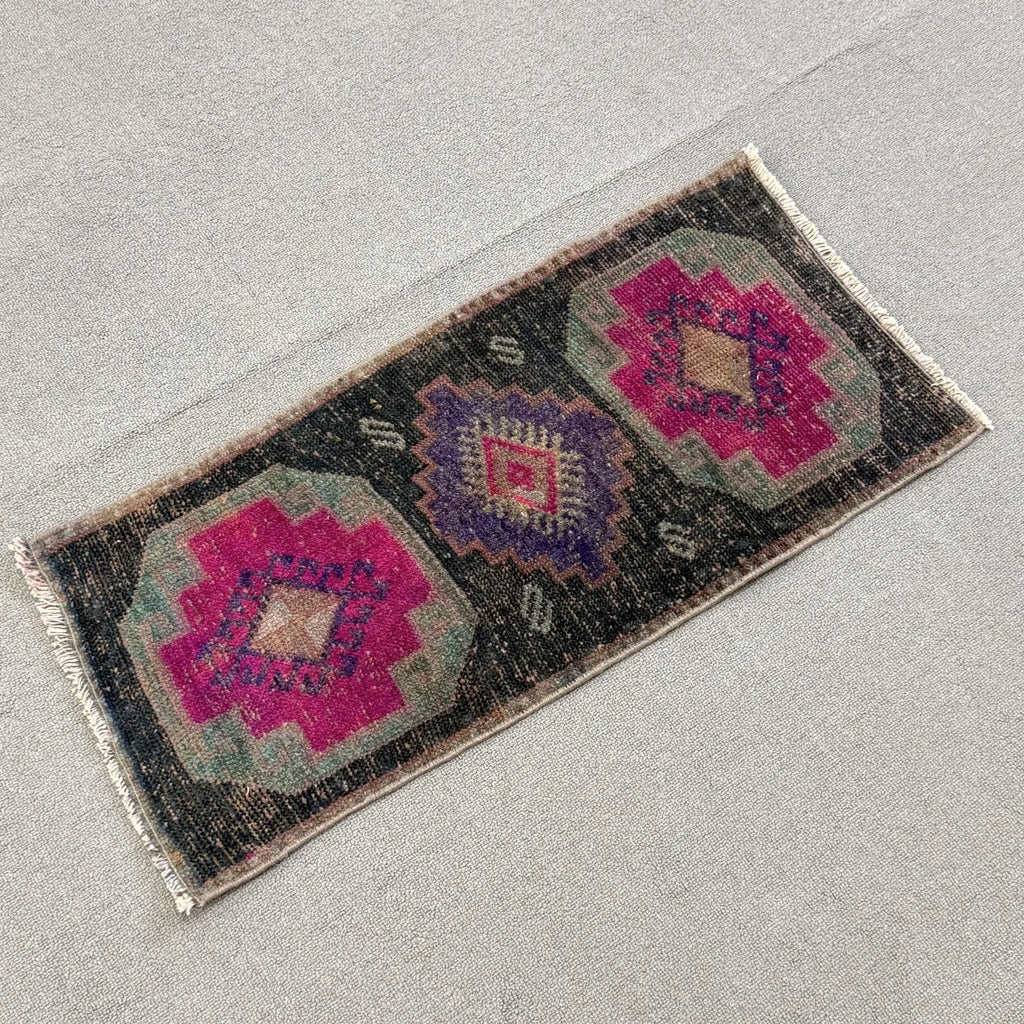 Vintage Turkish Mini Rug 1.2 x 2.5 ft