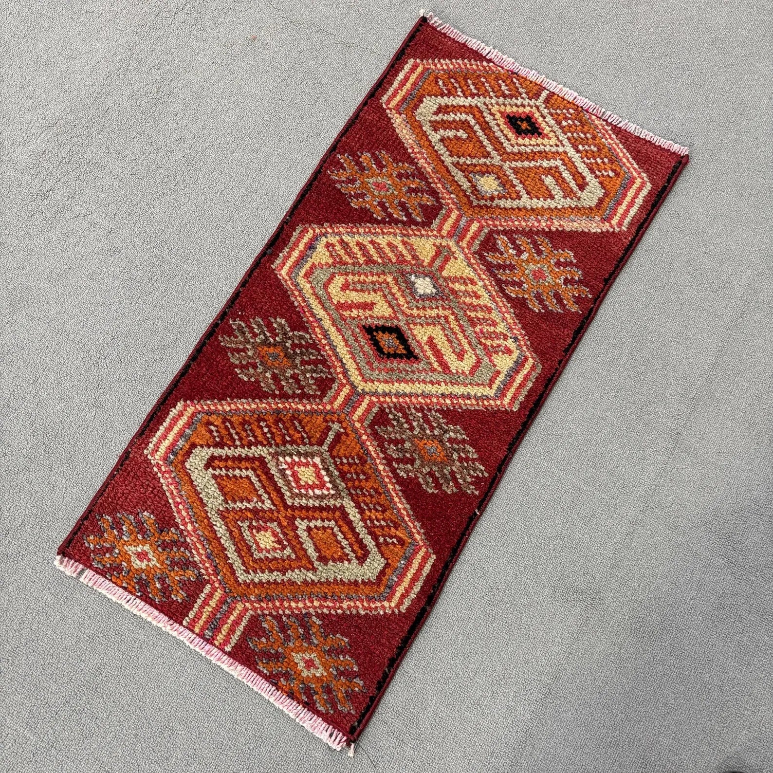 Vintage Turkish Mini Rug 1.3 x 2.8 ft