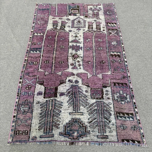 Vintage Turkish Accent Area rug 3.6 x 6.1 ft