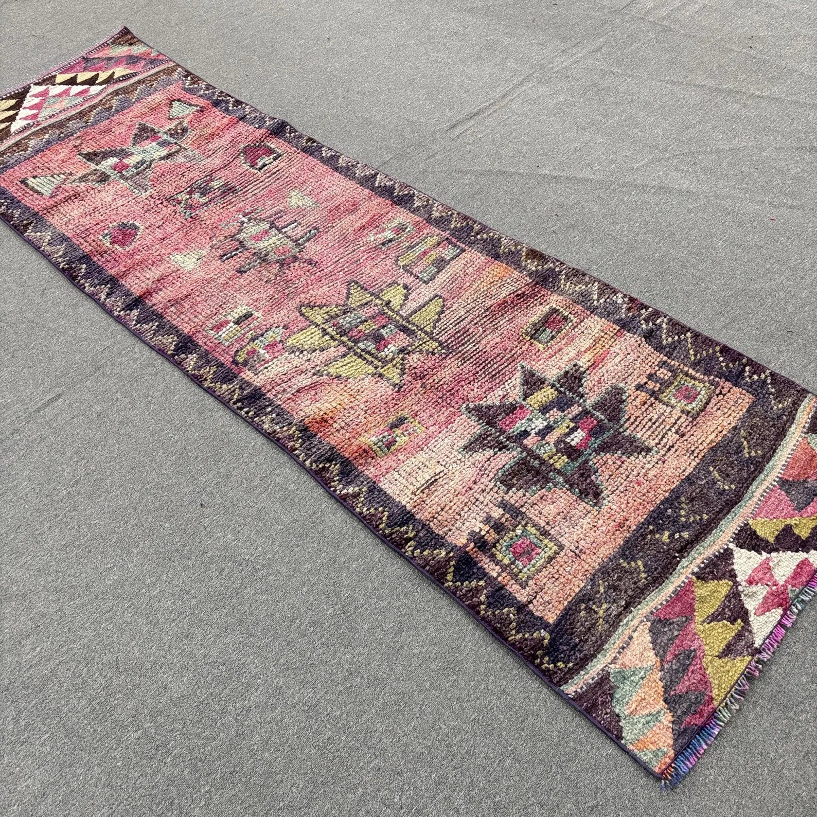Vintage Turkish Runner Rug 2.6 x 8.7 ft