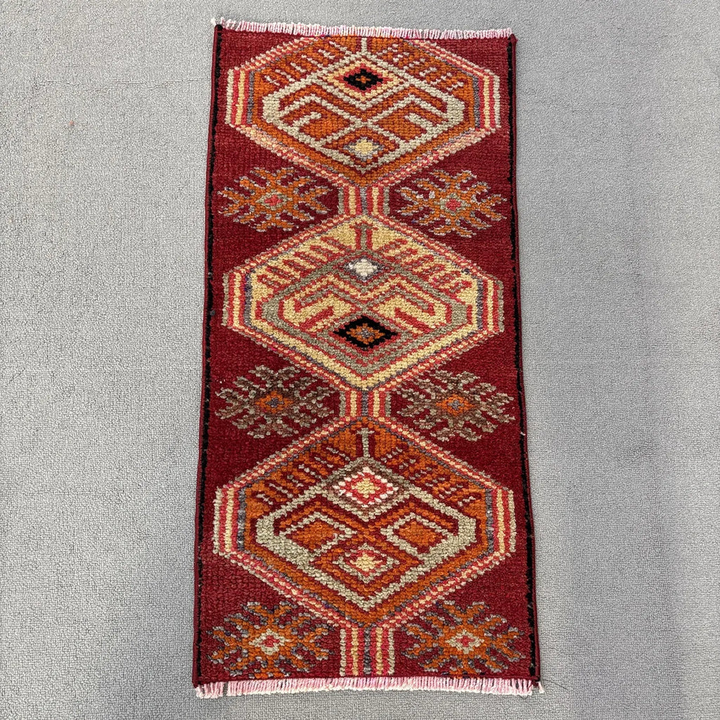 Vintage Turkish Mini Rug 1.3 x 2.8 ft