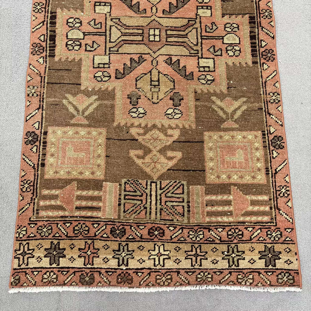 Vintage Turkish Runner Rug 2.6 x 10.4 ft